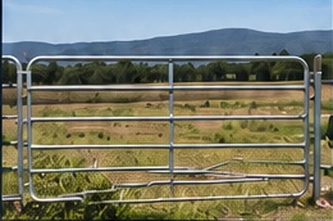 Illustrative image of a steel farm gate